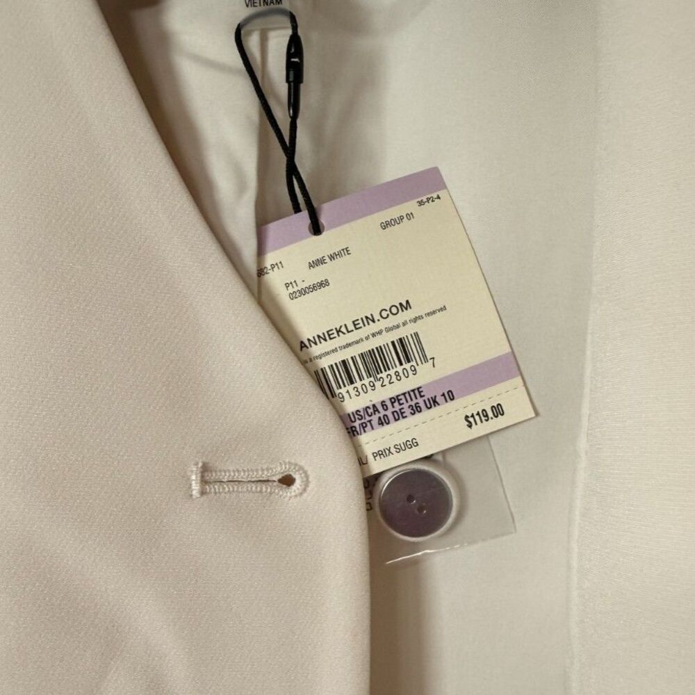 Anne Klein, Cream Tailored Button-Front Vest, Size 6 Petite (NWT) - Picture 6 of 7